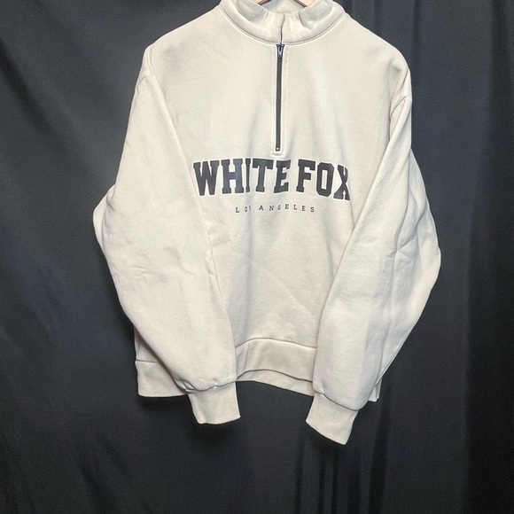 Cream Mock Turtle Quarter-Zip Women's Pullover Sweatshirt - Picture 2 of 9